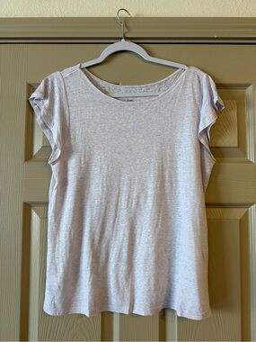 Women’s Short Sleeve Scoop Neck Top in Light Lavender  & White Stripe